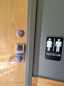 Restroom not accessible to homeless